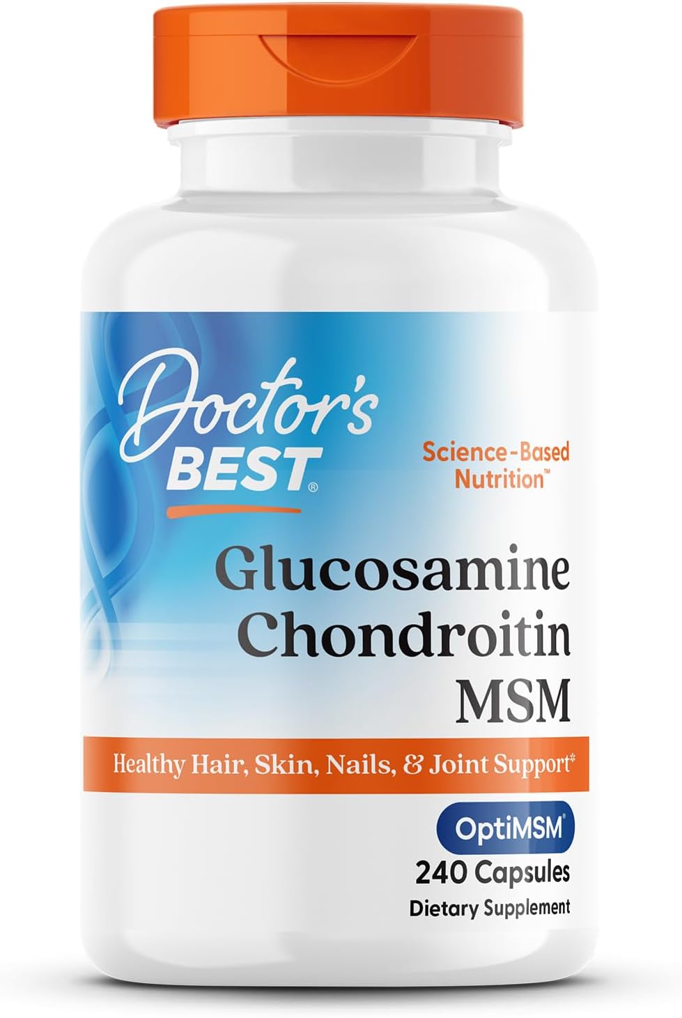 Doctor’s Best Glucosamine Chondroitin Msm with OptiMSM Capsules, Supports Healthy Joint Structure, Function & Comfort, Non-GMO, Gluten Free, Soy Free, 240 Count (Pack of 1)