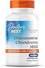 Doctors Best Glucosamine Chondroitin MSM - Joint Health Support Supplement for Women & Men, Nutritional Support for Joint Strength, Hair, Skin, Nails, Gluten Free, Non GMO - 240 Capsules