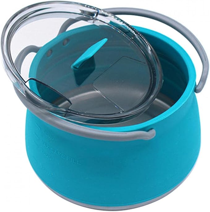 Collapsible Camping Cook Pot with Lid, Silicone Folding Saucepan