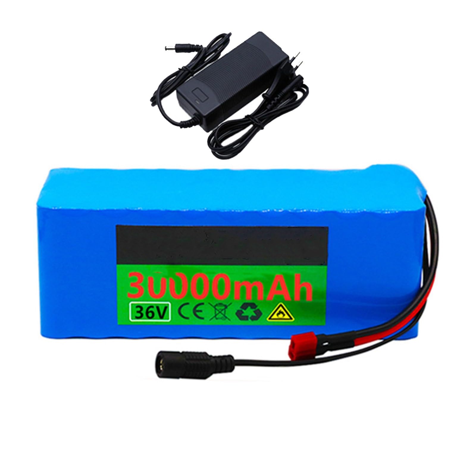 Batería de Litio para Bicicleta eléctrica Plegable de 36 V y 30 Ah, Resistente al Agua, batería extraíble con Cargador para Motor de Bicicleta de 500 W T+DC