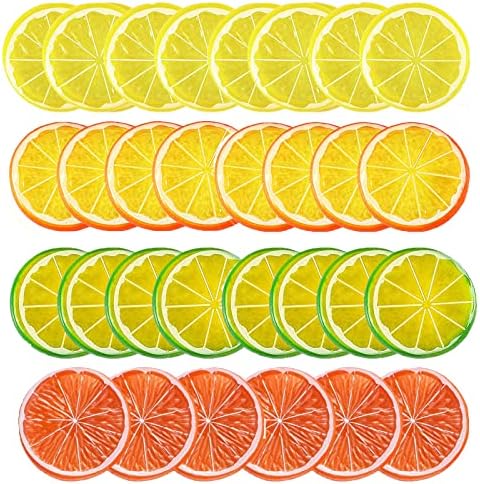 Yssreey 48 Pieces Fake Lemon Slices Simulation Grapefruits Decor Artificial Lemon Fruit Model Lifelike Plastic Fruit Decorative for Themed Party Wedding Crafts, Photography Props, DIY