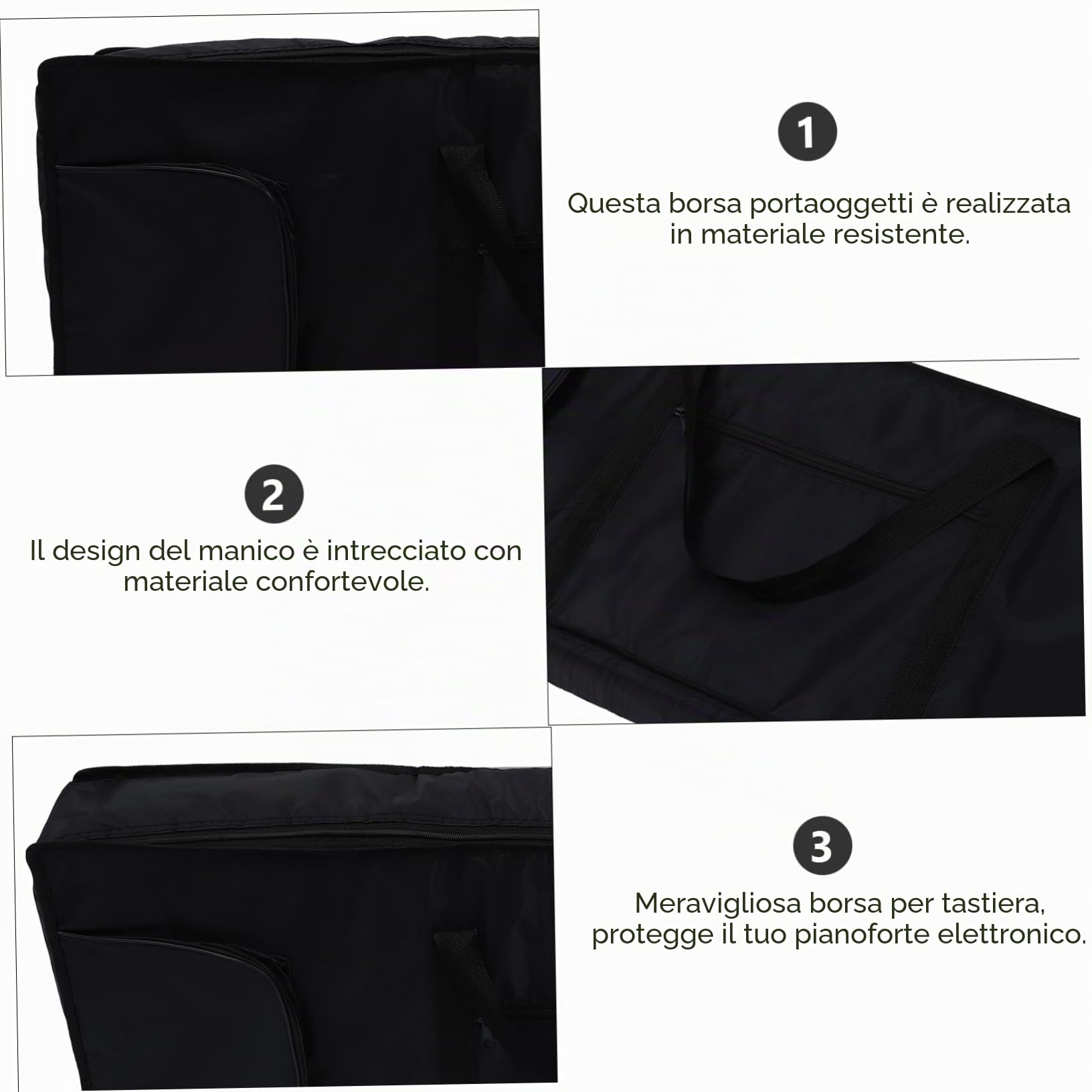 1pezzi Borsa per Tastiera Tasti in Oxford Borsa Portaoggetti Tasche per Spartiti e Materiali Design Flessibile Doppia Tracolla