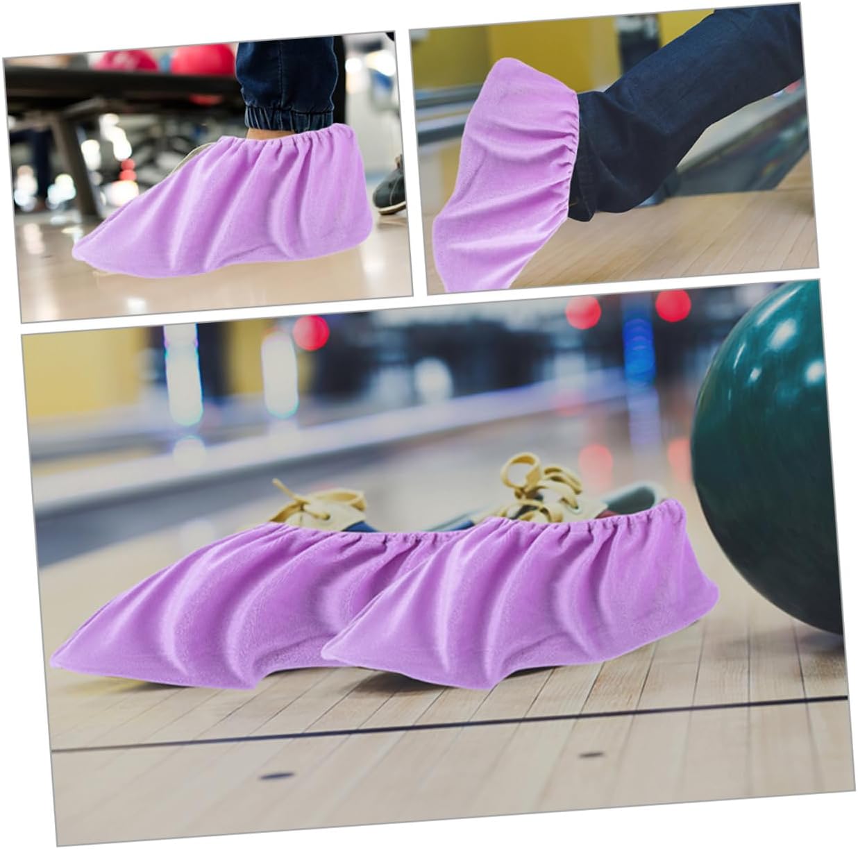 Mikinona 2Pairs Non Slip Indoor Bowling Shoe Covers Durable Washable Lint Shoe Protectors for Men Women Creative Bowling Accessories for Indoor Sports