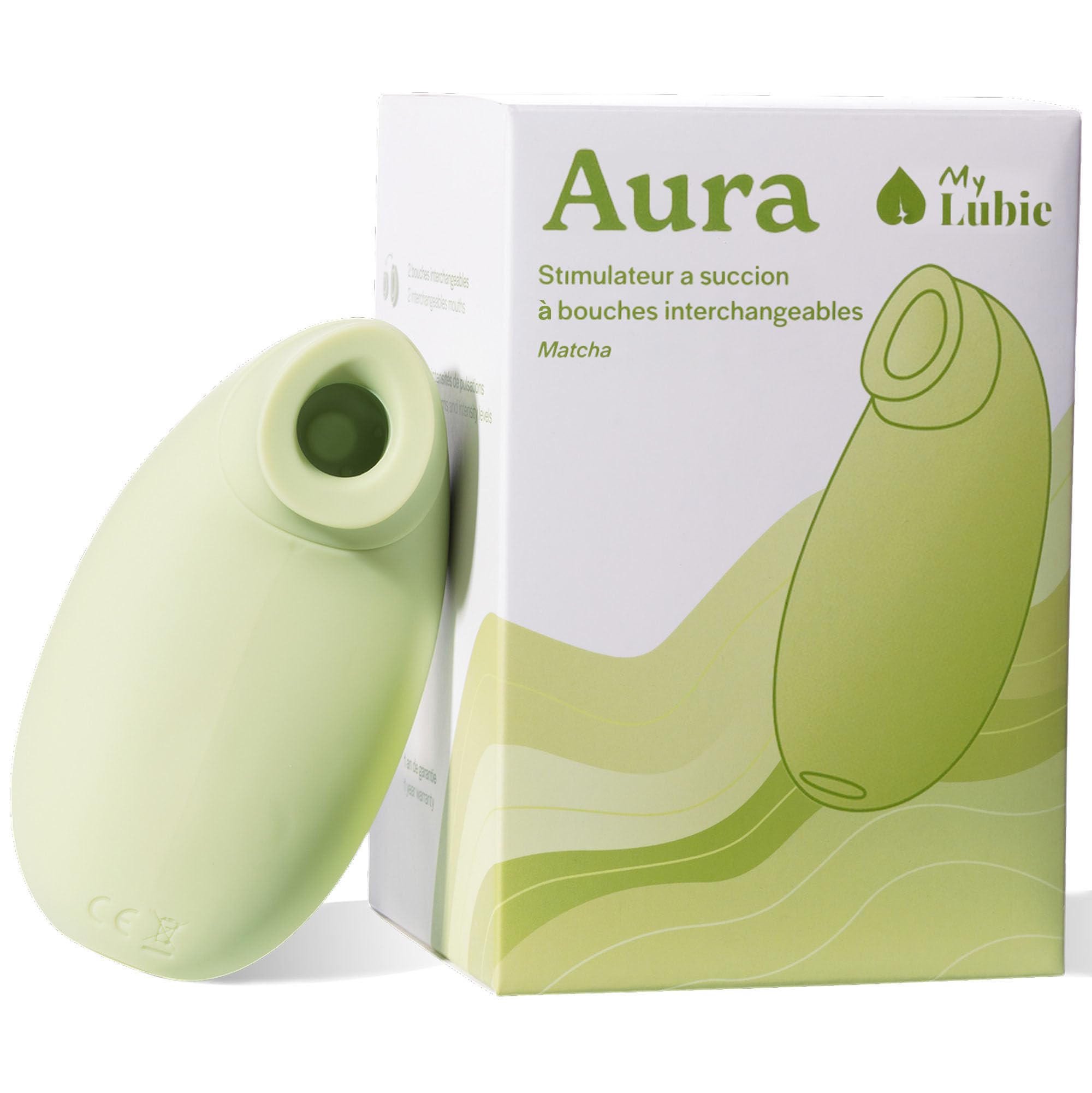 MY LUBIE - Aura, Stimolatore Clitorideo a Onde d'Aria - Ricaricabile USB e Impermeabile - 10 Livelli di Intensità - Silicone Medicale - Matcha
