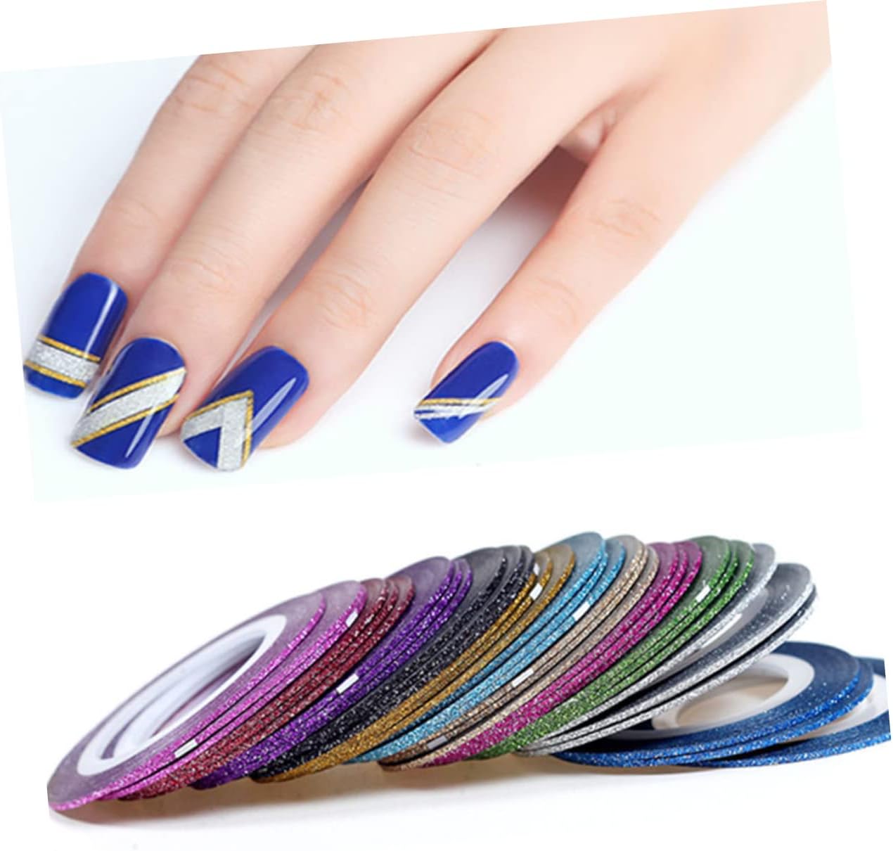 VALICLUD Self-Adhesive Glitter Nail Striping Tape 1mm 14pcs Colorful Nail Art Lines for DIY Manicure Glittery Stickers for Art Enthusiasts Random Color