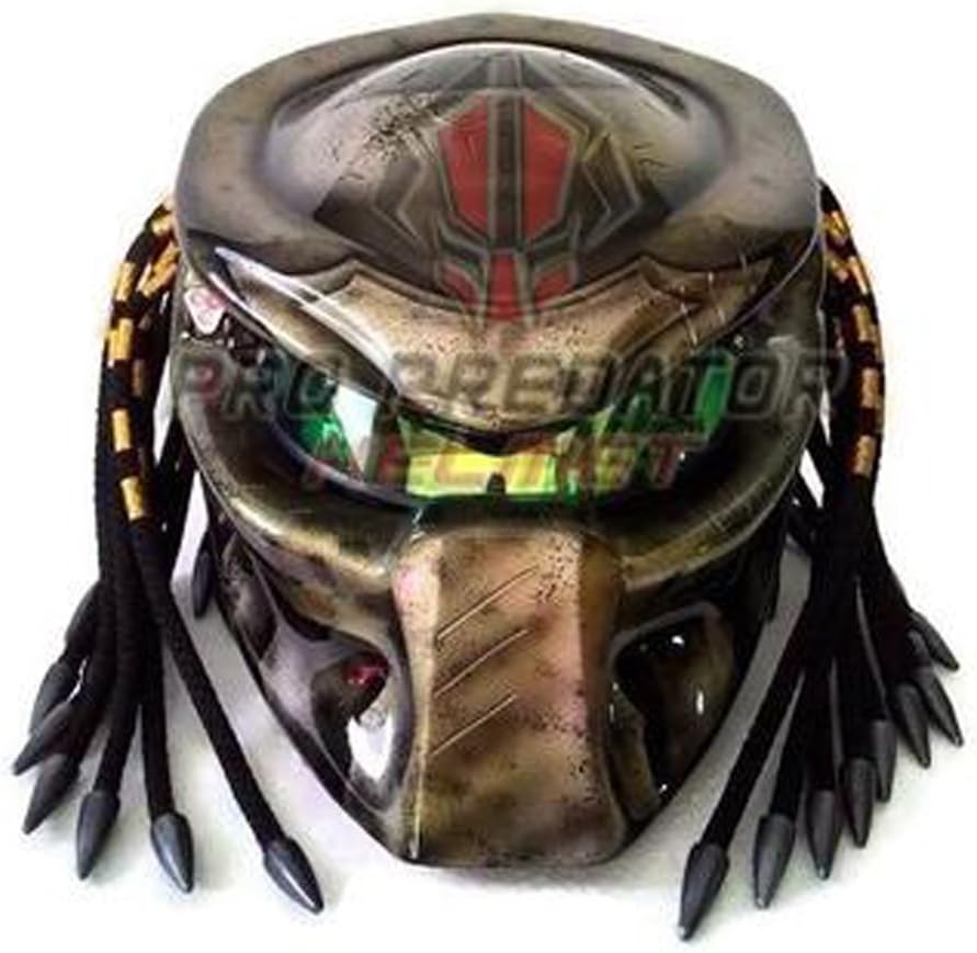 Version 2 Custom Handmade Predator Motorcycle Dot Approved Helmet Metallic (XL)