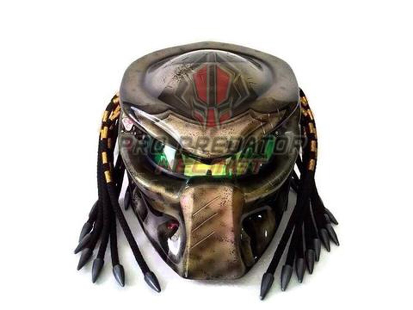 Version 2 Custom Handmade Predator Motorcycle Dot Approved Helmet Metallic (XL)