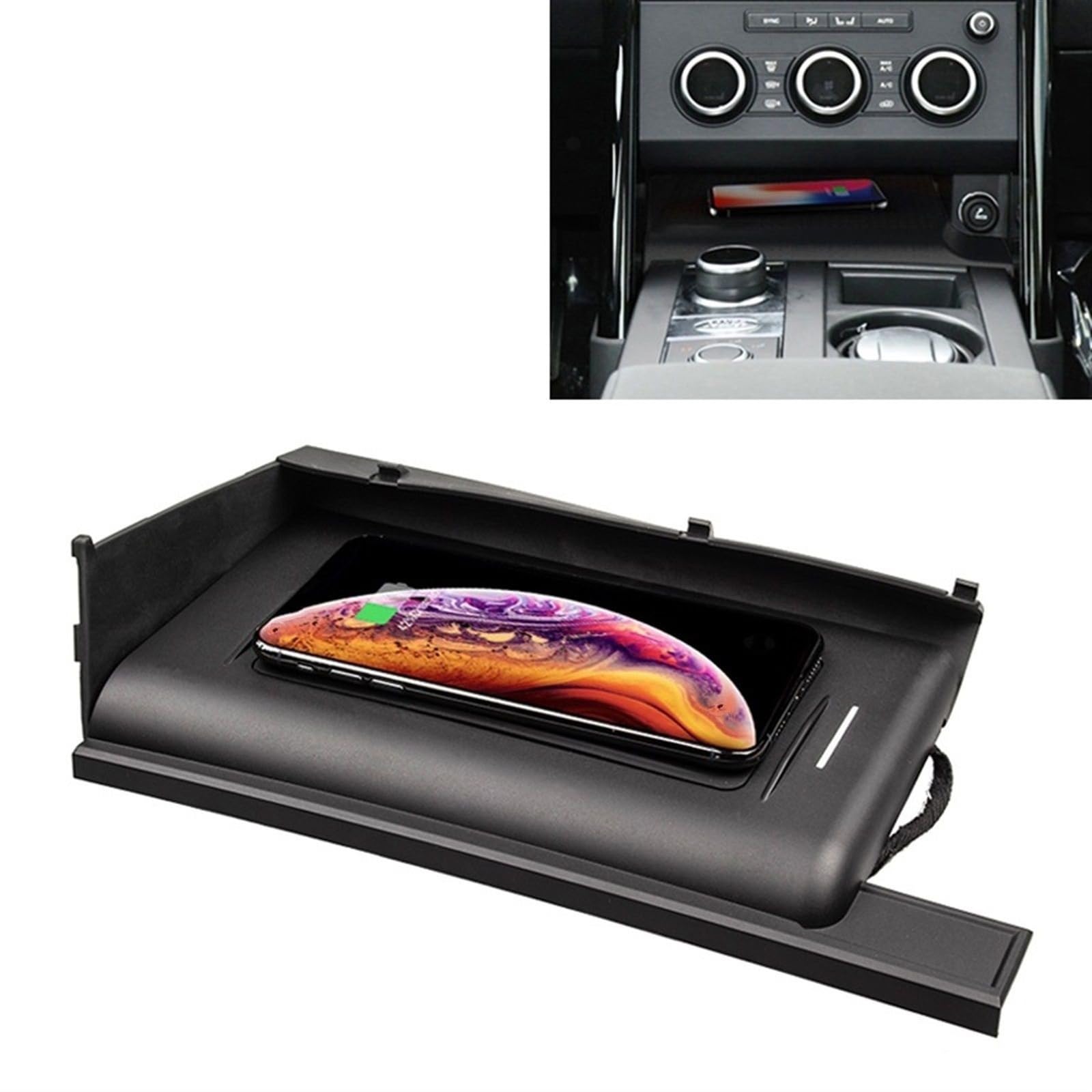 Cargador de Coche Qi estándar inalámbrico de 10 W de Carga rápida for Discovery 5 2016 2017 2018, for teléfonos Inteligentes, Soporte for Plataforma de Carga de teléfonos para vehículos