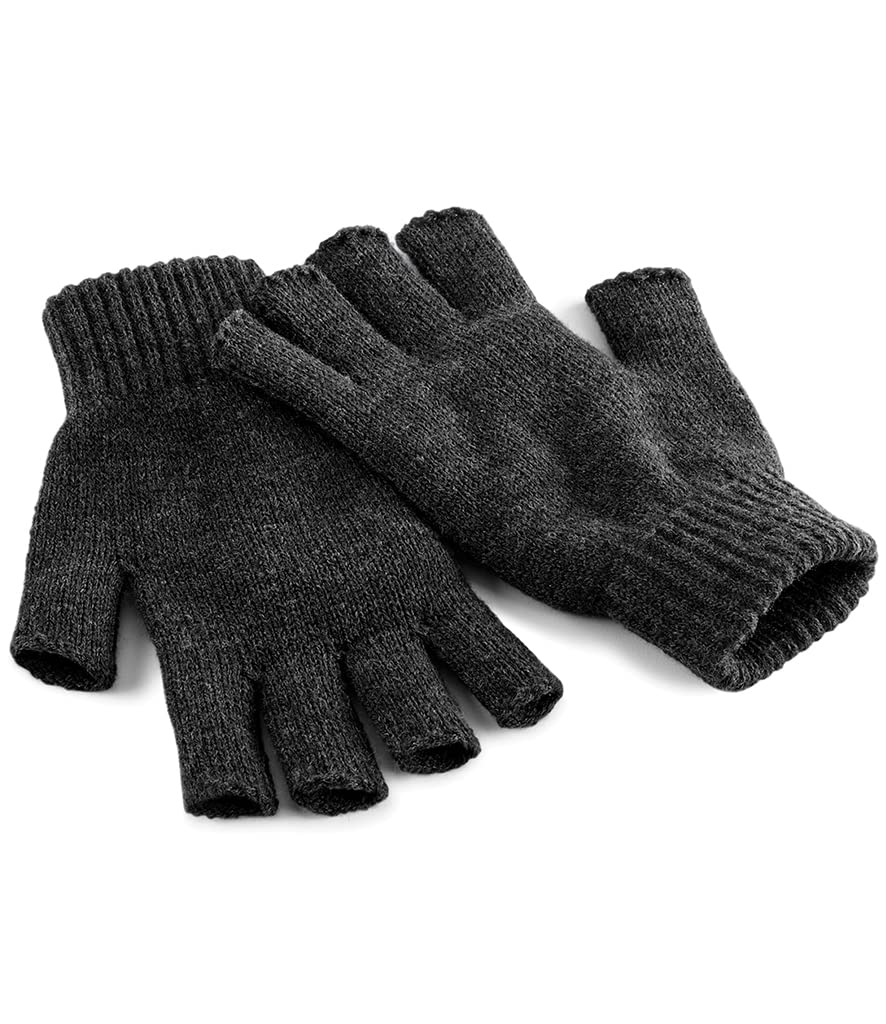 Asvp Shop Unisex Charcoal Thermal Fingerless Gloves With Ribbed Cuffs (, L/Xl)