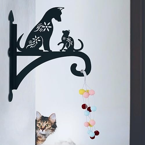 Miniatura 8 de Perchas colgantes para plantas al aire libre, hierro resistente, diseño decorativo de gato y perro, soporte para plantas colgantes, gancho para