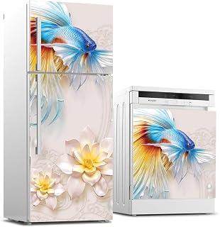 Buzdolabı ve Bulaşık Makinası Beyaz Eşya Sticker Kaplama 3d Balık