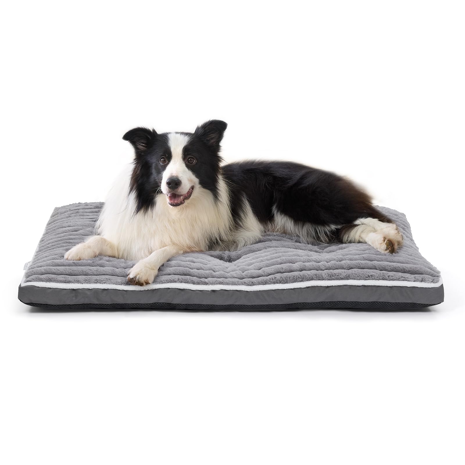 VoltaEcho Hundebett Mittelgroße Hunde: 90x60 cm Waschbare Hundematte – Weicher Plüschstoff – rutschfeste Unterseite – Geeignet für Wohnzimmer Hundebox KofferraumGrau (90 x 60 x 7 cm)