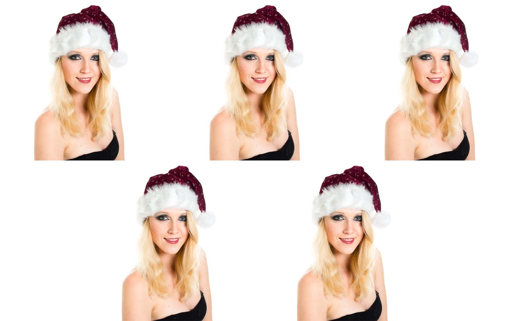 Ciffre 5 er Set Weihnachtsmütze Nikolausmütze Fuchsia Bordeaux Plüsch mit Glitzer Staub Dicker Fellrand X23