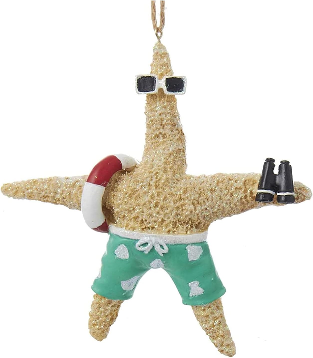 Kurt Adler C8971 Beach Style Tan Starfish Couple Decorative Holiday Christmas Tree Ornament Set with Twine Rope Hanger (2 Pack) - Image 2