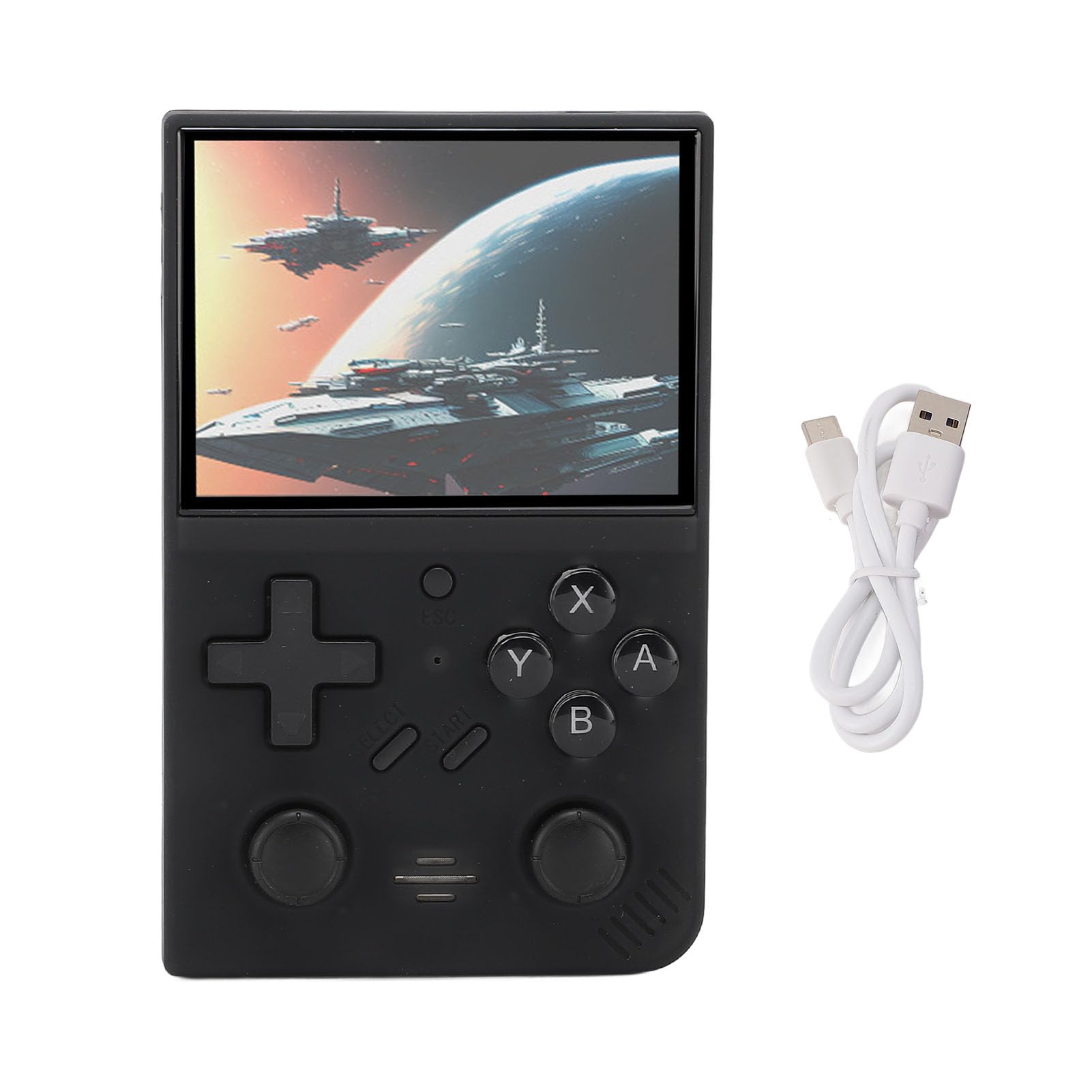 Acouto Przenośna Konsola do Gier Retro 3,5-calowy Ekran Przenośna Konsola do Gier Wideo Z Joystickami 3D Mała Karta Pamięci 64 GB dla Dzieci Pomarańczowa Z 35-calowym Pełnym Ekranem OCA i przenośną