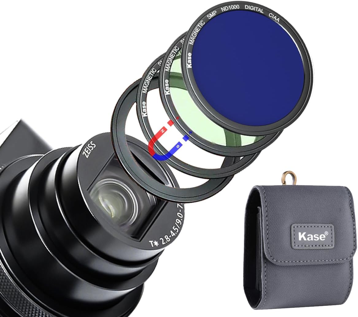 Kase Wolverine Magnetic Filter Kit UV/CPL/ND1000 for Sony ZV-1, RX100 Series/for Ricoh GR II III, Neutral Density ND Polarizer Filter Protector for ZV1 RX100 VII VI V III II Camera