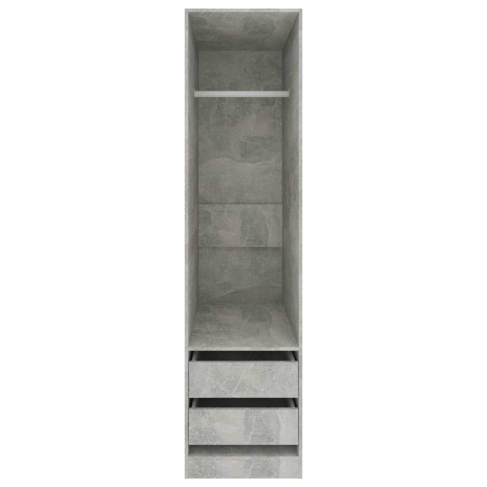 Rantry Mobile Armadio con Cassetti Grigio Cemento 50x50x200 cm in Truciolato, Salvaspazio Armadietto da Esterno, Mobili Esterno Balcone per Soggiorno, Ufficio, Camera da Letto, Bagno