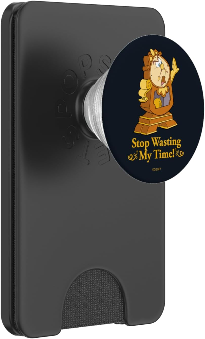 Disney Beauty and the Beast Cogsworth Stop Wasting My Time PopSockets PopWallet for MagSafe