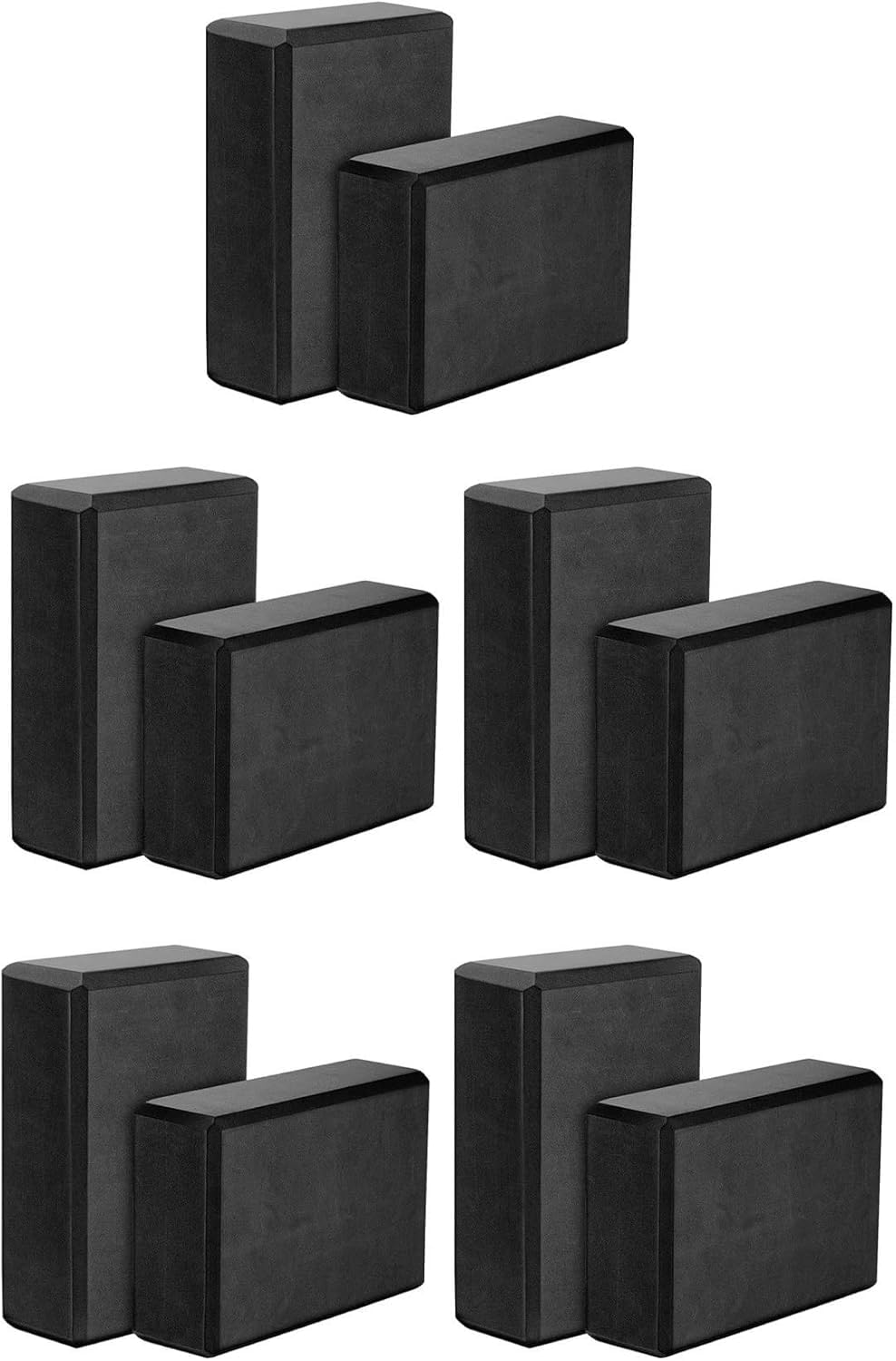 Blocchi per yoga, confezione da 10, 23 x 15 x 7,6 cm, in schiuma EVA ad alta densità, mattoncini per esercizi, ecologici, colore nero