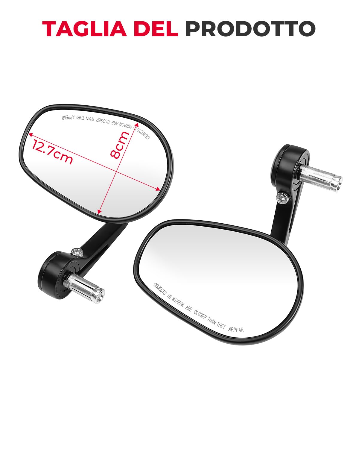 KEMIMOTO Specchietto Retrovisore Moto E24 Omologati, 2 Pezzi Specchietti Moto Universale per Manubrio, Specchietto Laterale 7/8" 22mm con Motociclo Scooter Cruiser