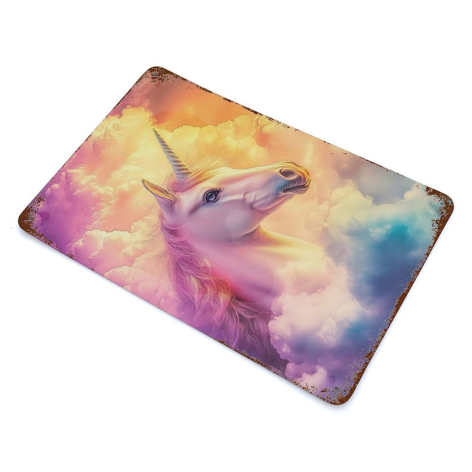 Rainbow Unicorn Decorative Tin Sign 11.8"x7.9", for Bistro, Counter And Cafe Decor, Retro Wall Decor