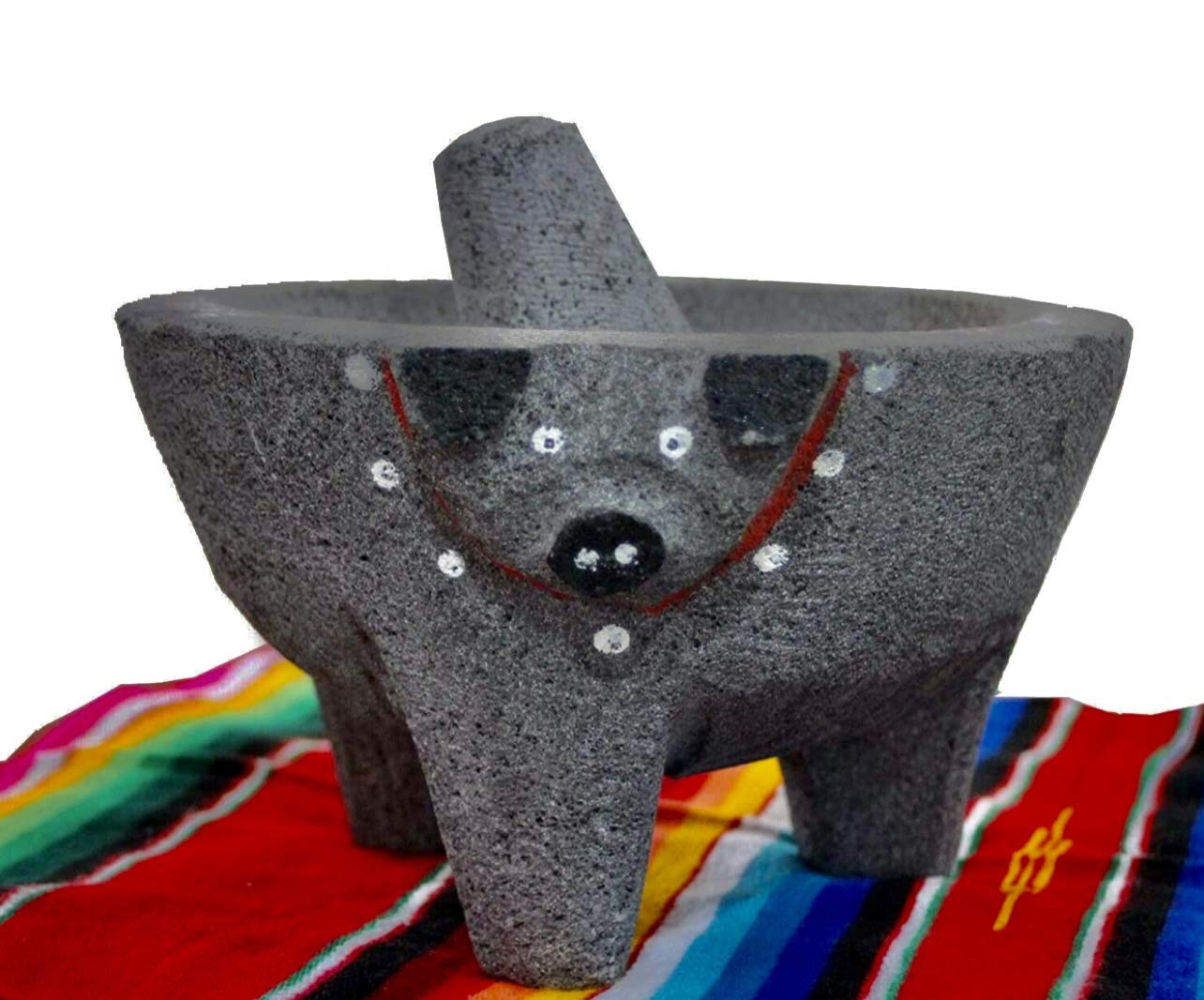 Pig Painted Molcajete Mortar & Pestle Salsas & Spices from Mexico Handmade New by Border Merchant