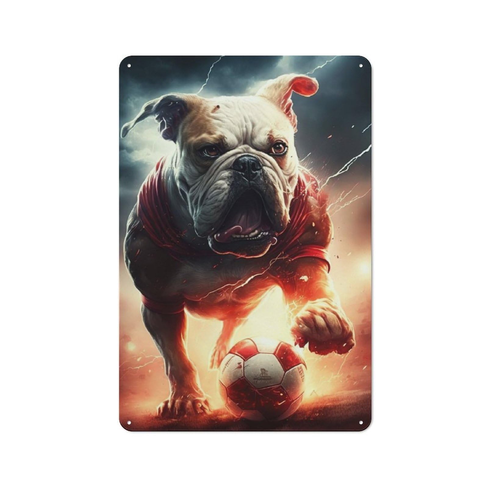 Junmoney Football Dog Neon Tin Wall Plaque 30X20cm With For Studio Or Craft Room, Suited To Craft Room Decorators