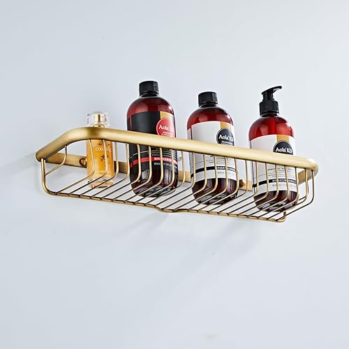 Miniatura 5 de Estante de baño de latón antiguo organizador de ducha Caddy montado en la pared cesta de champú