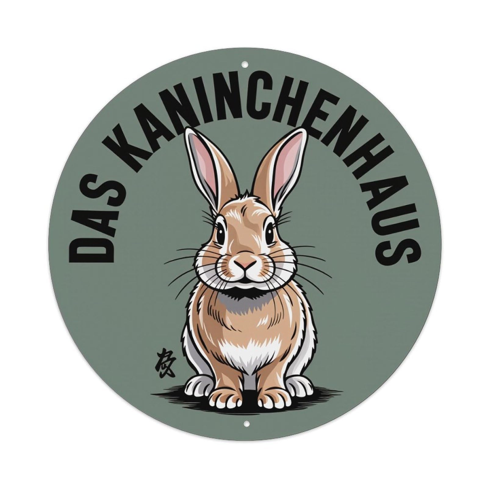 Wmlzdnwr Vintage Rabbit Sitting Centered With Text Around It Round Tin Sign,Retro Wall Art,Metal Poster For Home, Bar, Garage, Cafe, Rustic Indoor & Outdoor Decor, 8X8 Inches