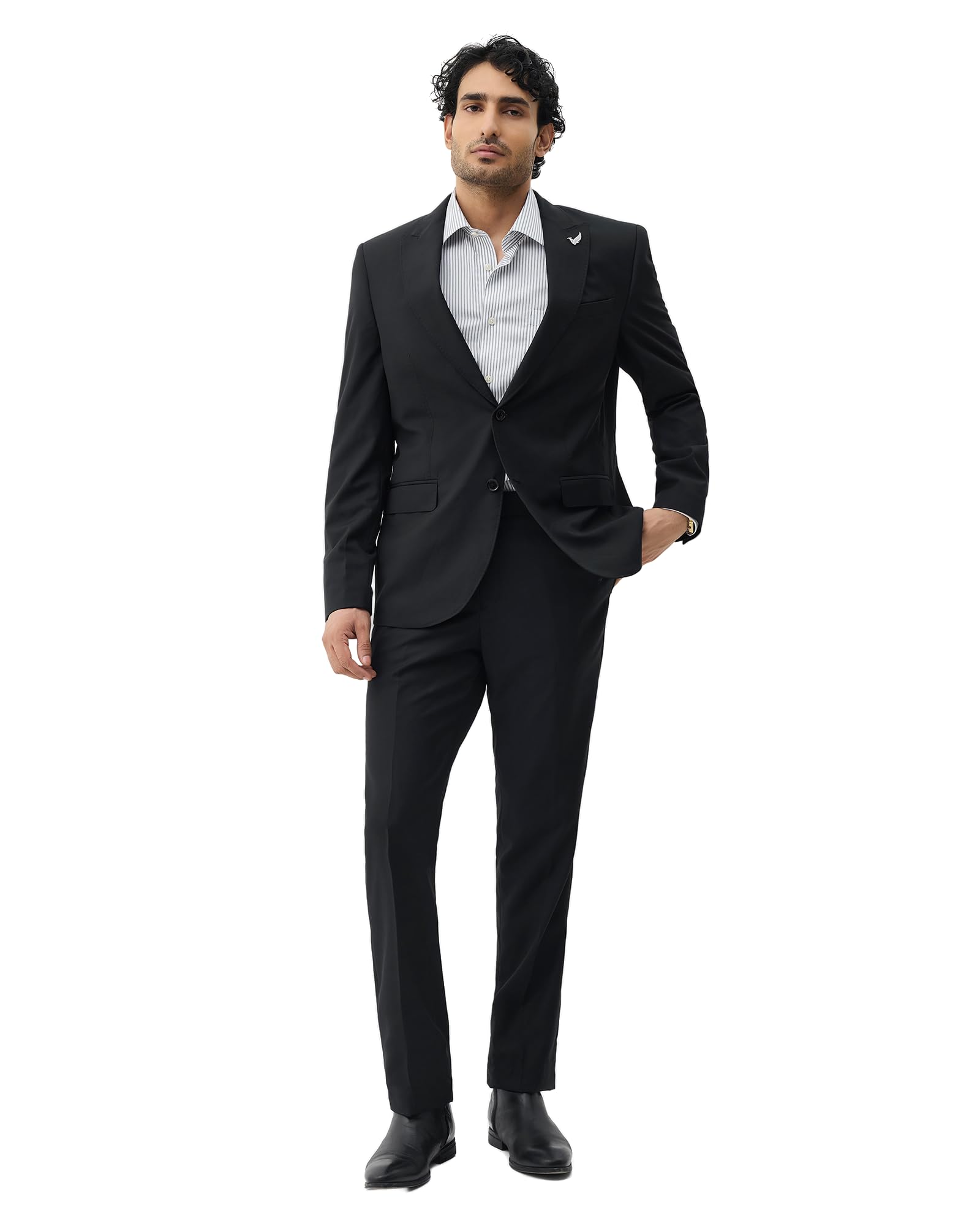 blackberrys Men Textured Slim Fit Suit | Wool Blend | Peak Lapel & Flap Pockets-picture-13