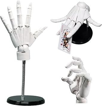 Articulated Hand 11 8x14 Inch Left Hand Model with Moveable Joint & Base DIY Friendly PVC Model for Drawing, Painting, Sketching, White Articulated