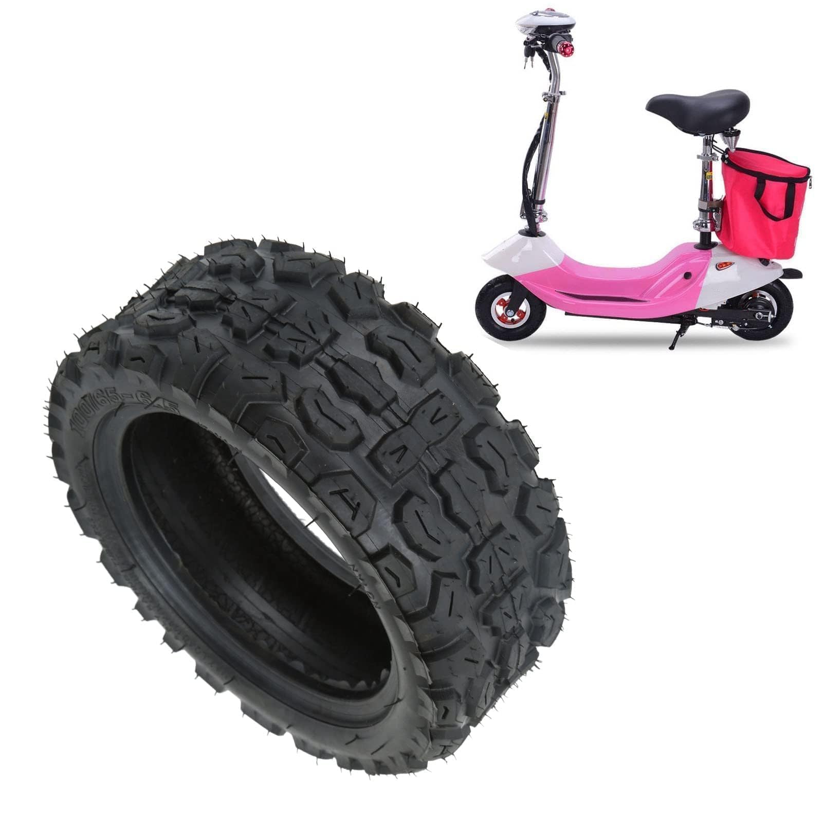 VBESTLIFE Pneu de Scooter électrique, 100/65-6.5, Pneu Anti-dérapant Hors Route en Caoutchouc épaissi, Adapté aux Jours de Neige et de Pluie