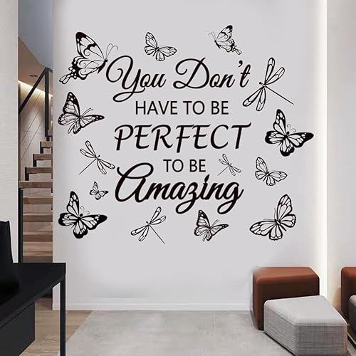 Miniatura 4 de Calcomanías inspiradoras para pared, con texto en inglés You Don't Have to Be Perfect to Be Amazing , calcomanías de arte de pared motivacionales