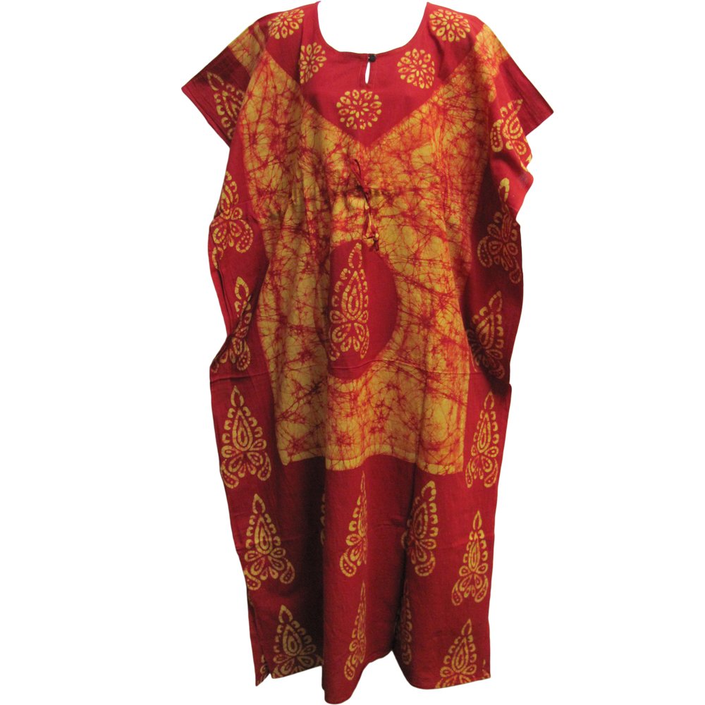 Indian Cotton Batik Paisley Floral Bohemian Long Caftan/Kaftan Dress No10