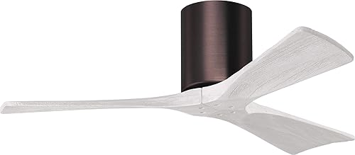 Miniatura 28 de Matthews IR3H-TB-MWH-72 Irene Damp Rated Flush Mount 72" Ceiling Fan with Remote & Wall Control, Silent DC Motor, 3 Matte White Solid Wood Blades