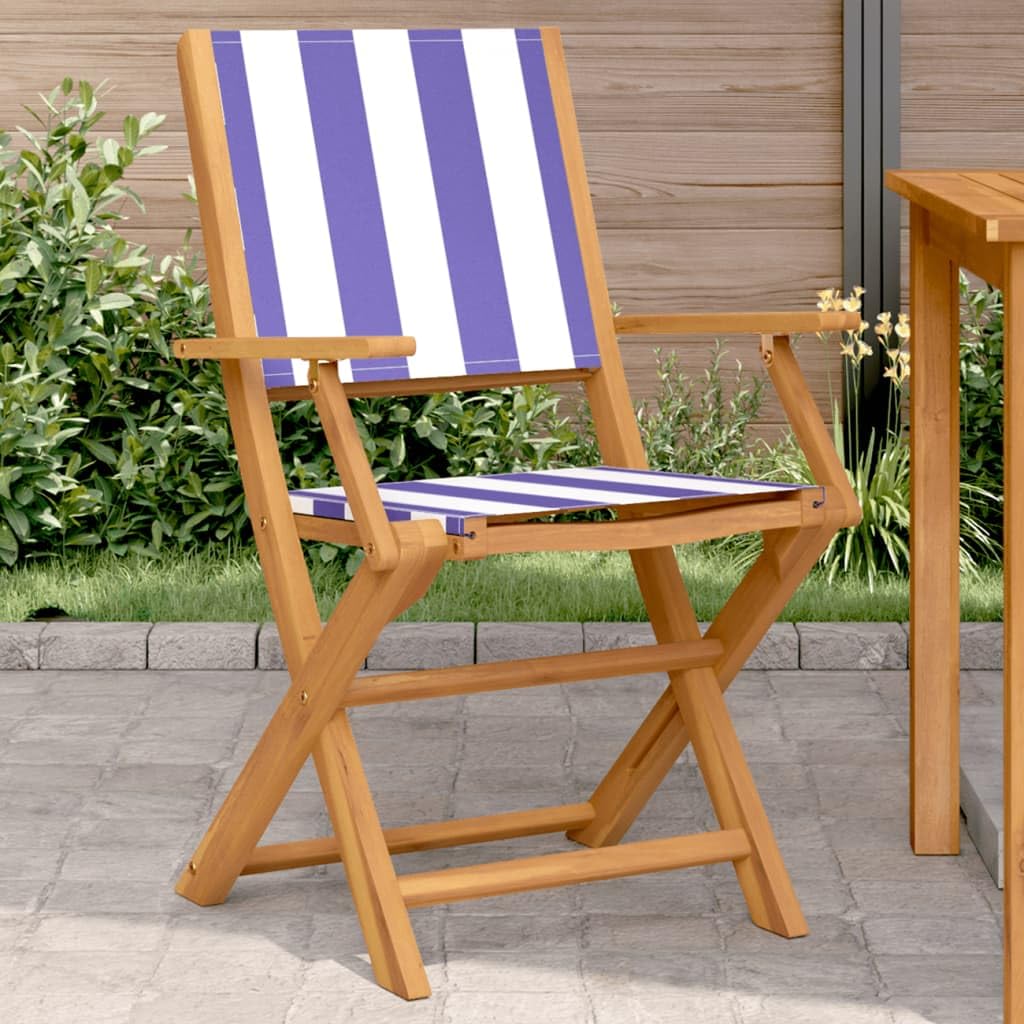 Chaise de jardin pliante en bois pour petit espace extérieur avec assise tissu confortable