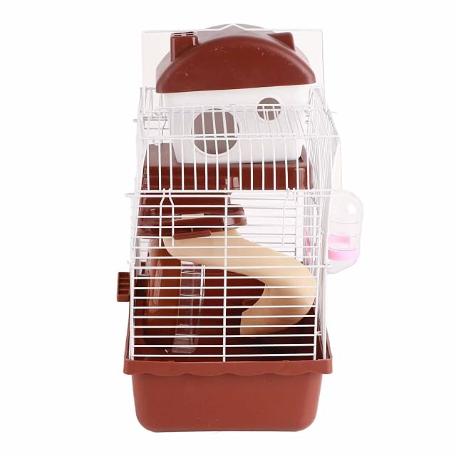 Kufoo Jaula para hámster de 2 niveles, fácil de instalar, para mascotas pequeñas (marrón)