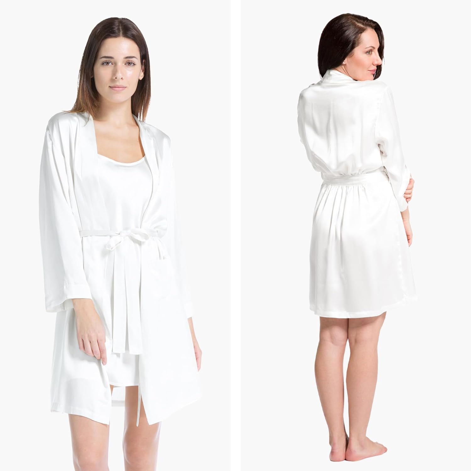 Fishers Finery Women's 100% Pure Mulberry Silk Mid-Length Robe with Pockets | Awarded Best Silk Robe - Image 2