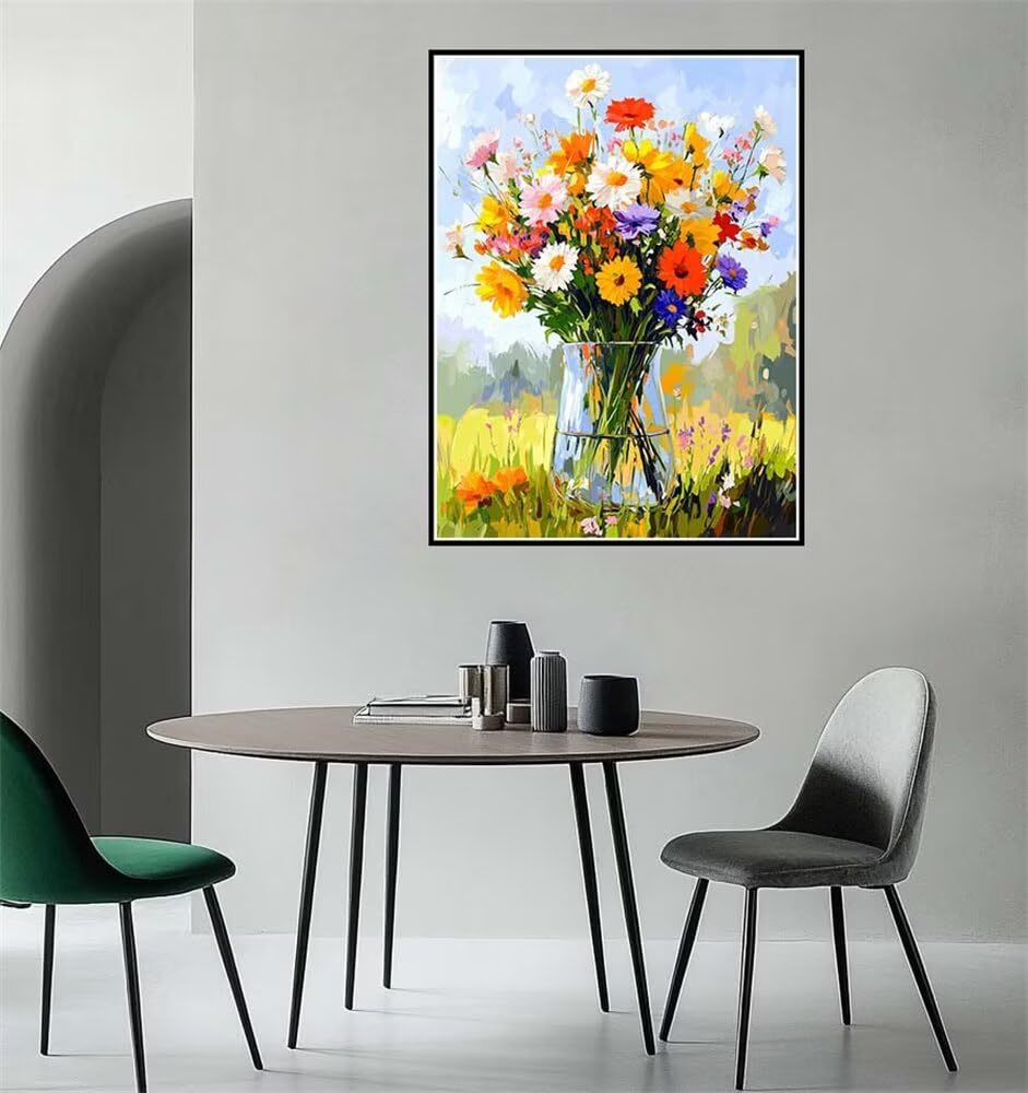 Malen Nach Zahlen Erwachsene Gänseblümchen Blumen, Malen Nach Zahlen mit Pinseln und Acrylfarben, DIY Paint by Numbers 80 x 120 cm, Malen-Nach-Zahlen für Anfänger, Home Decor (Ohne Rahmen) -YH665