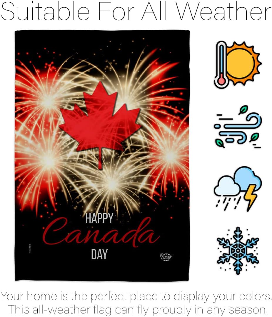 Firework Canada Day House Flag 2 pcs Pack Provinces Canadian Territories Region Country Particular Area Decoration Banner Small Garden Yard Gift Double-Sided, Made in USA