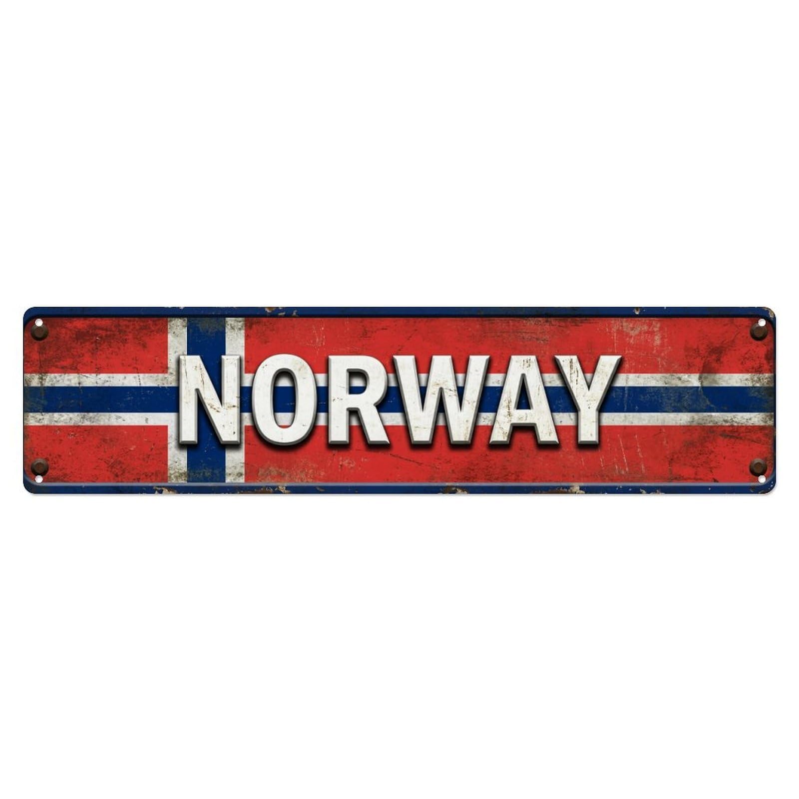 Vintage Norway Flag Pattern Metal Tin Sign