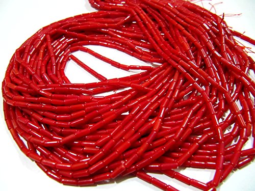 Sale- Smooth Long Drilled Red Coral Beads/Pipe Shape Red Coral Beads/Size 2x6mm Approx/Strand 16 inch Long/Fire Red Coral Beads