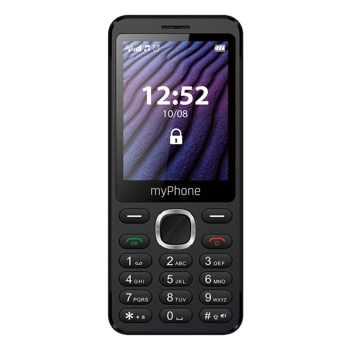 myPhone Maestro 2, telefon klawiszowy, kolorowy wyświetlacz, duży ekran 2,8", dual sim, latarka, bluetooth, pojemna bateria 1000 mAh, smukła obudowa, aparat, duże klawisze, radio, czarny