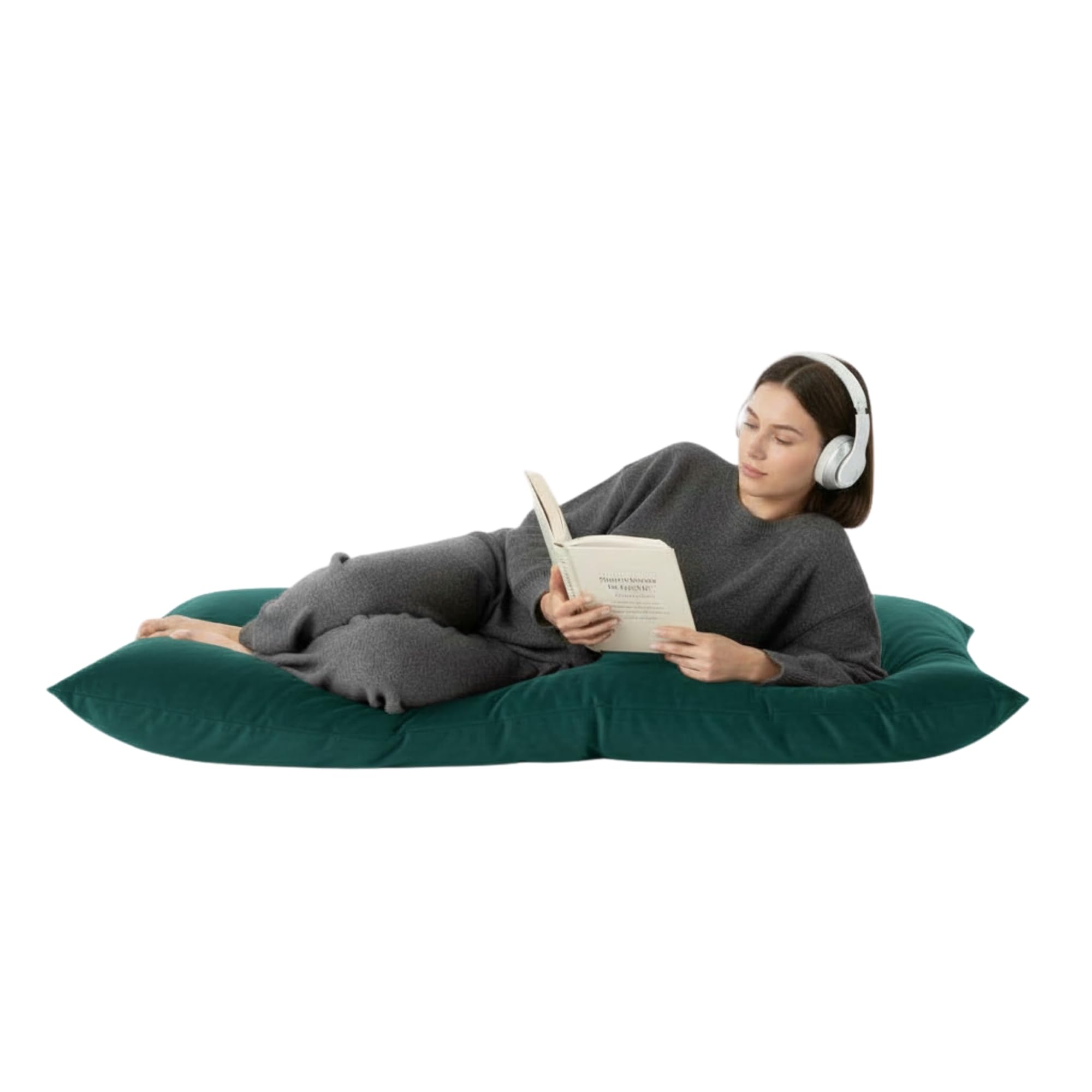 Kosiproducts Beanbag Floor Cushions Pillow Plush Velvet 100% Soft Polyester-Teal-120x90