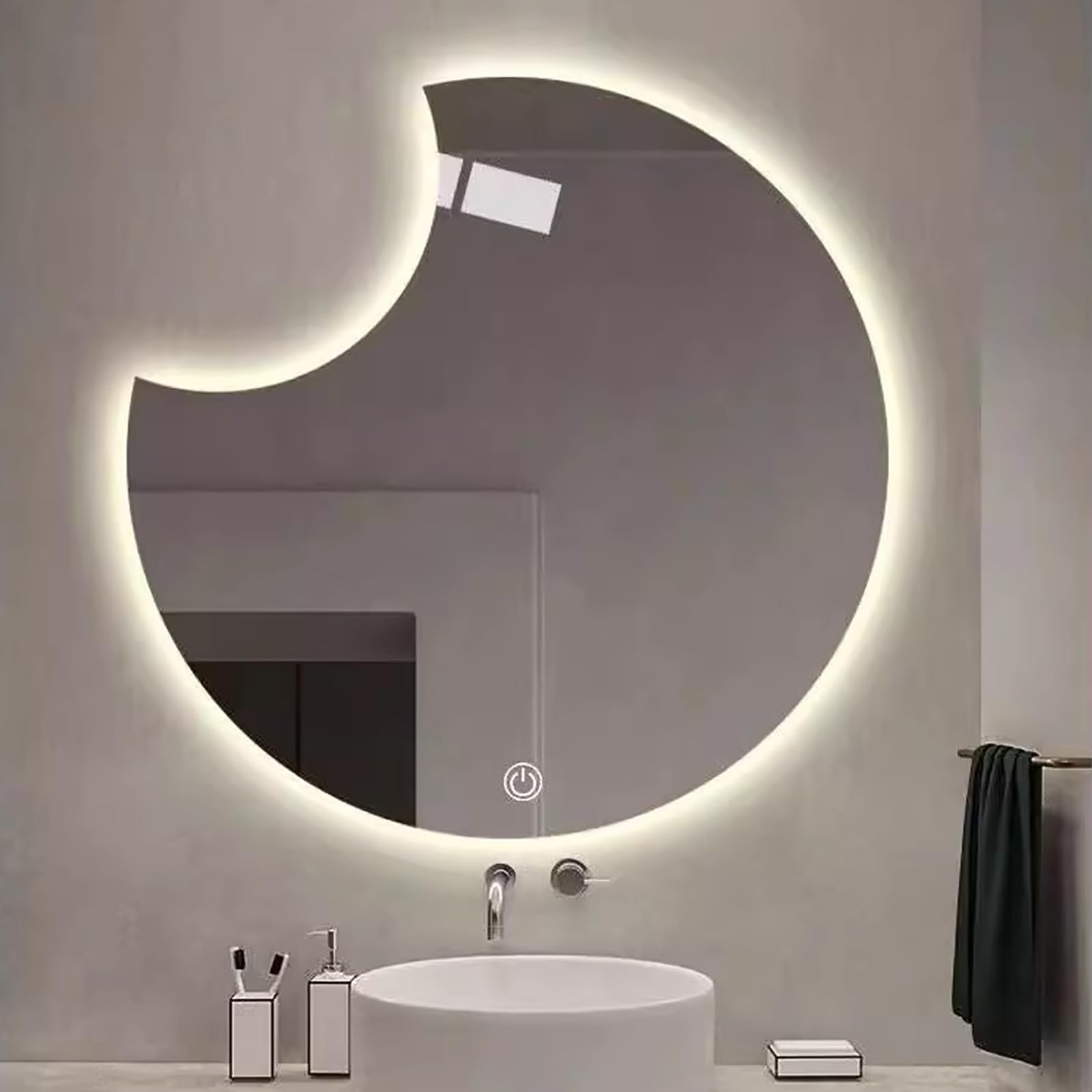 round led mirror for bathroom, backlit vanity bathroom mirror with lights, wall mounted mirrors with touch, dimmable, 3000k/4500k/6000k(80cm/31in)
