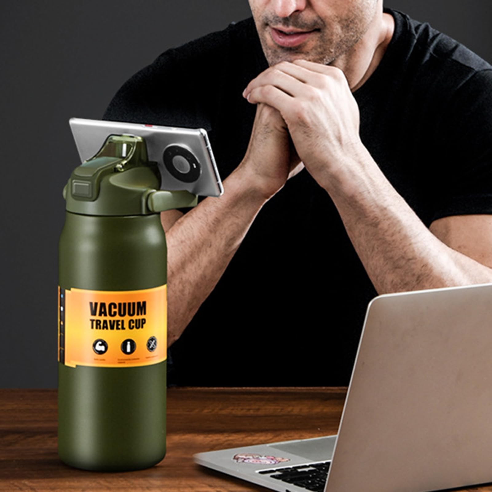 Borraccia Ad Isolamento Termico Da 1500ml A Vuoto Antigoccia Con Cannuccia | Bottiglia per Acqua Fresca Per Bambini, Donne, Uomini, Scuola, Sport, Casa, Viaggio, Caffè E Bevande