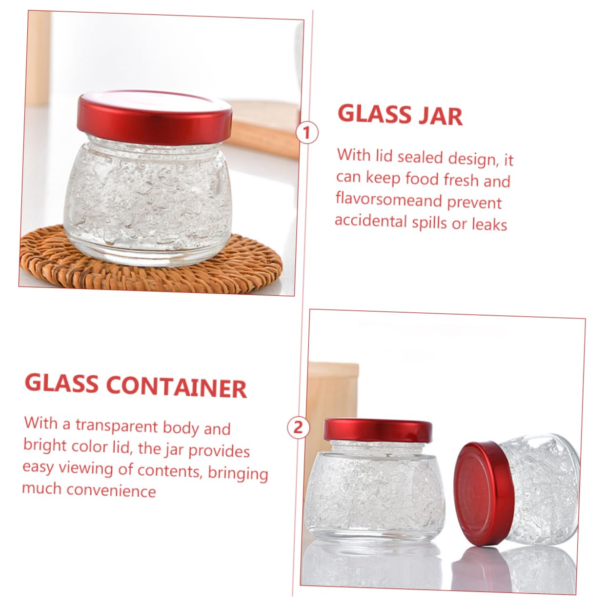 Cabilock 5 Tarros de Vidrio Transparente de 150ml Tapa, Frascos Herméticos para Miel, Frijoles y Cocina, Evitan Derrames