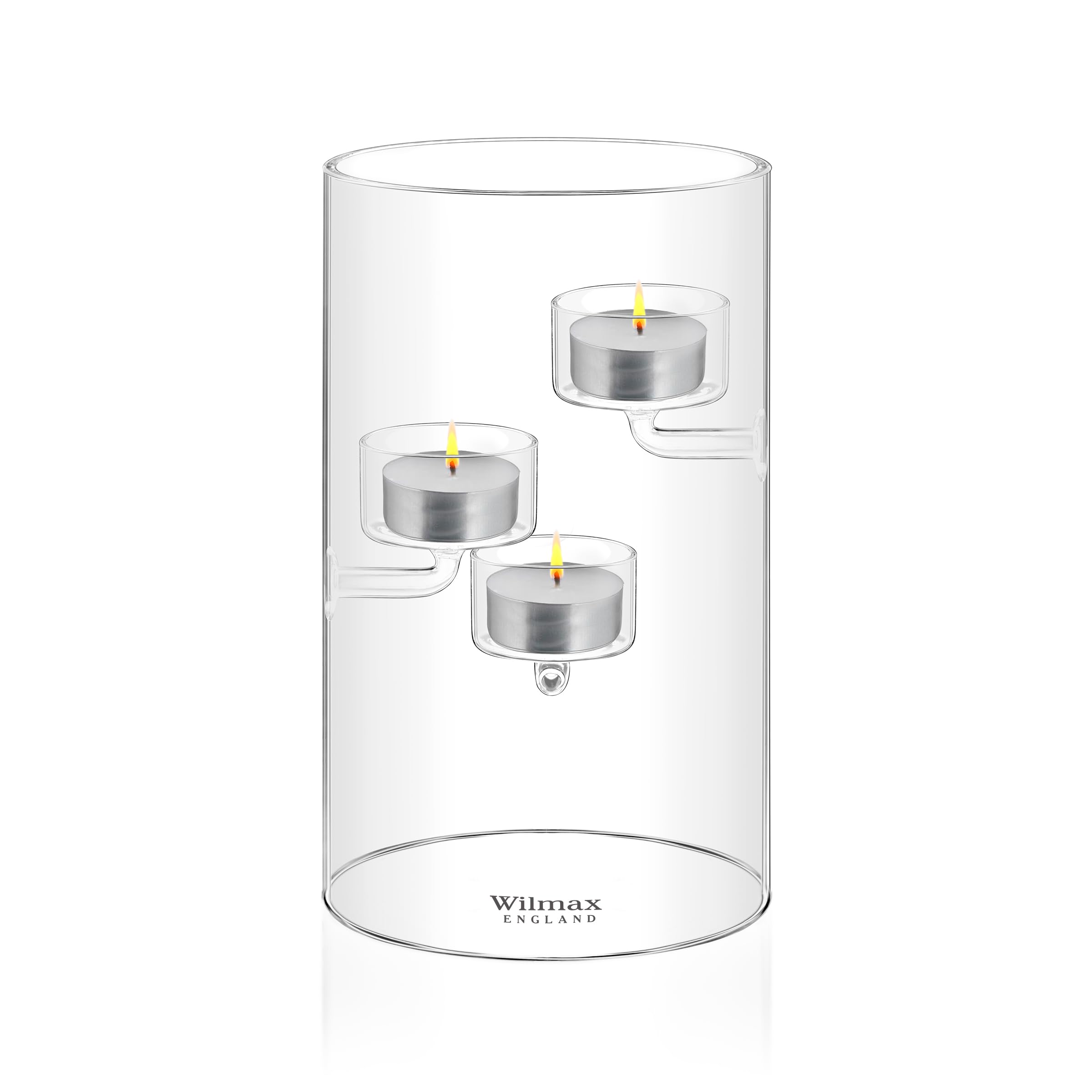 Wilmax Portacandele in vetro termico - per 3 candele - portacandele trasparente - vaso portacandele decorazione da tavola - portacandele da esterno bicchieri per candele di alta qualità