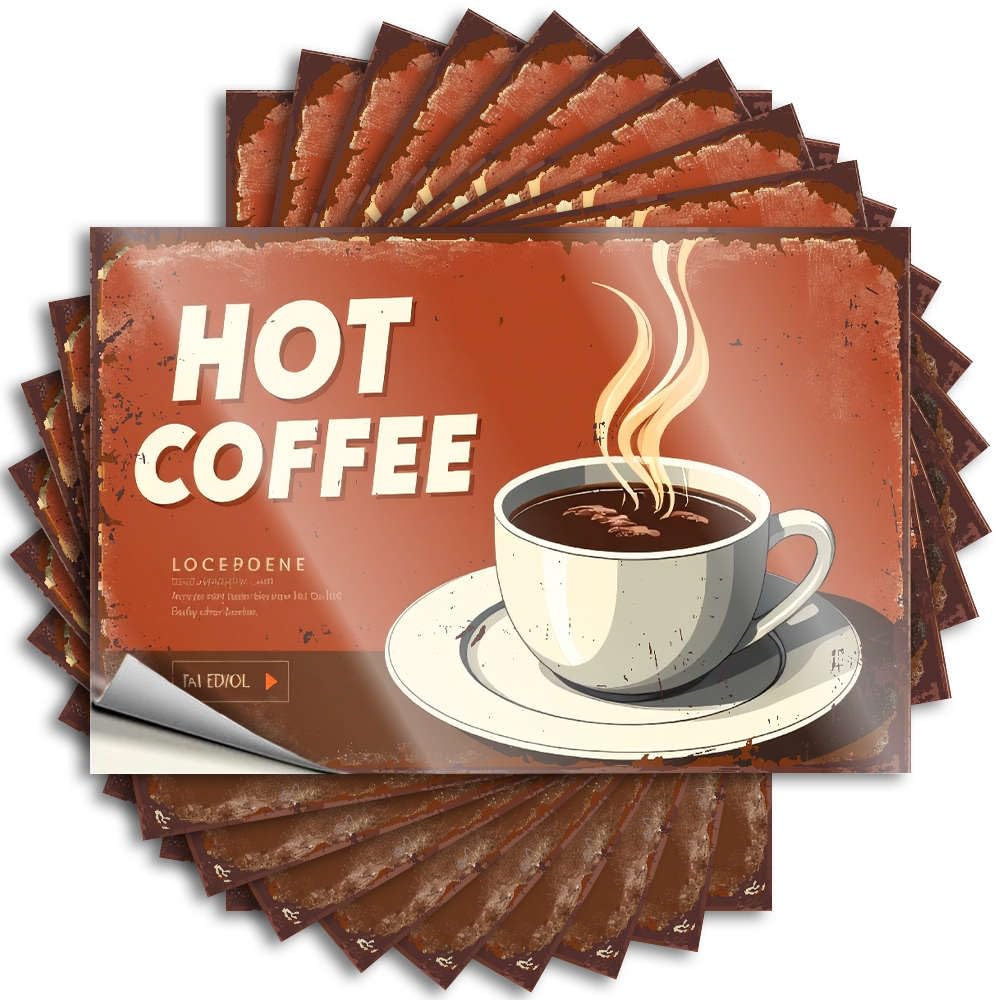 Tiki Tattoo Helmet | Hot Coffee in A Cup with Steam Rising. Accent Coffee Sticker Pack(12X18CM)
