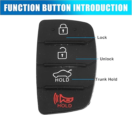 Miniatura 3 de X AUTOHAUX 4 botones de coche remoto Fob caso cubierta inserto de goma teclado teclado reemplazo para Hyundai